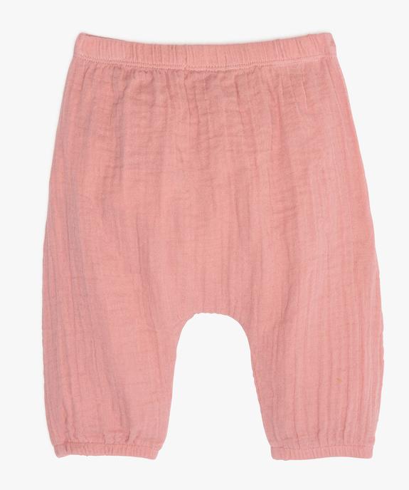 Pantalon bébé fille en gaze 100% coton biologique vue3 - GEMO 4G BEBE - GEMO