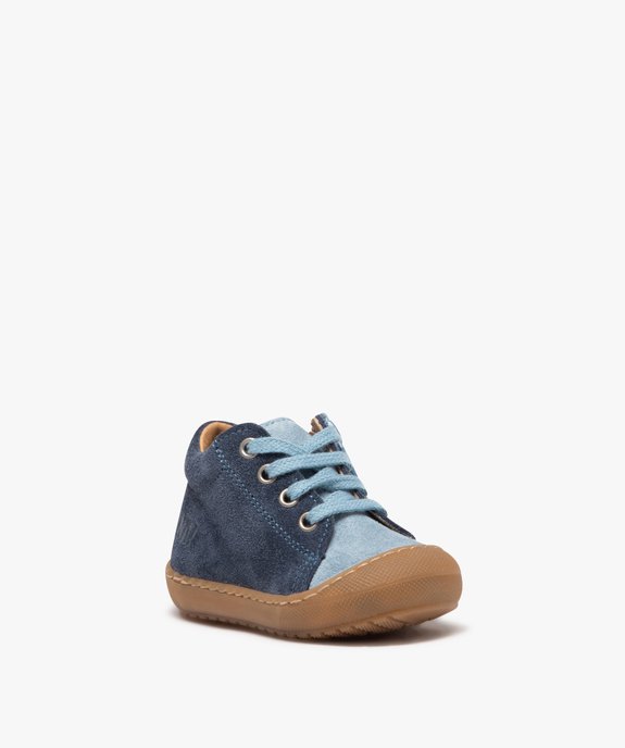 Chaussures premiers pas bébé garçon en cuir suédé bicolore - NA! vue3 - NA! - GEMO