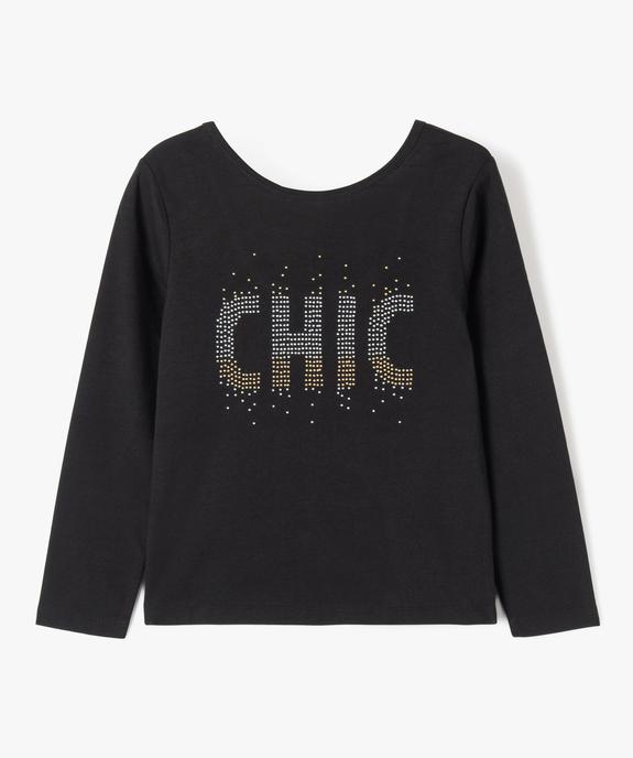 Tee-shirt à manches longues avec dos fantaisie et strass fille vue1 - GEMO 4G FILLE - GEMO