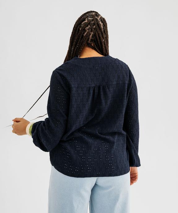 Blouse manches longues en maille ajourée femme grande taille vue3 - GEMO 4G GT - GEMO