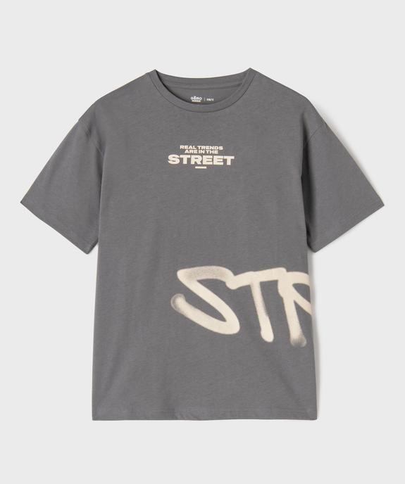 Tee-shirt manches courtes en coton imprimé devant et dos garçon vue1 - GEMO 4G GARCON - GEMO