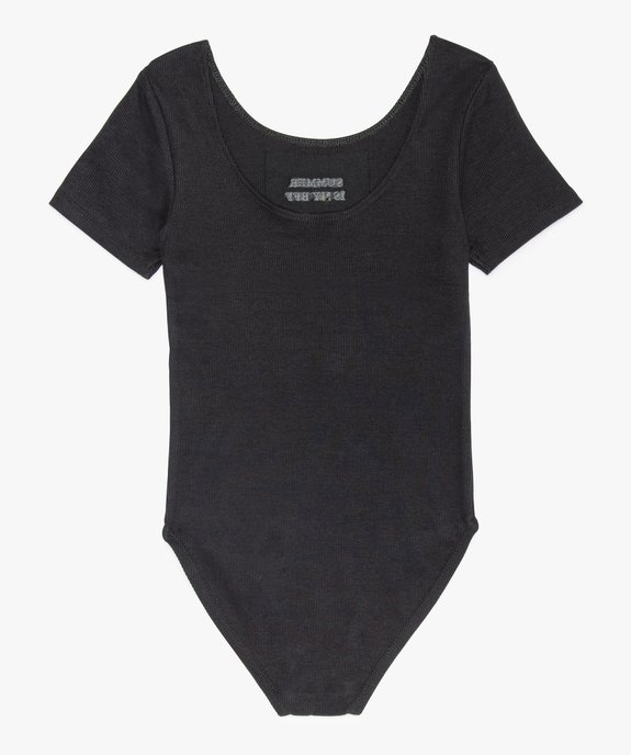 Body fille à manches courtes en maille côtelée vue2 - GEMO (JUNIOR) - GEMO