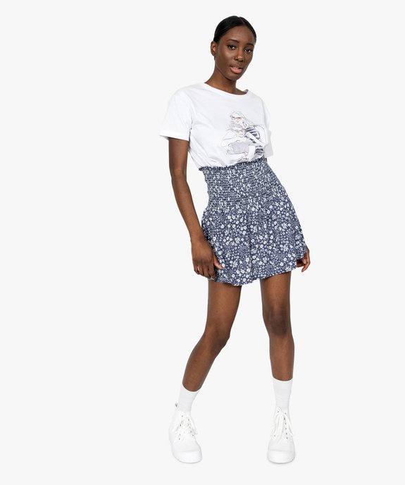 Jupe femme à motifs fleuris et large taille smockée vue5 - GEMO(FEMME PAP) - GEMO