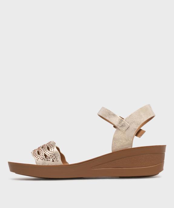 Sandales à talon compensée et bride ajourée à strass femme vue3 - VALENTINA BALDA - GEMO