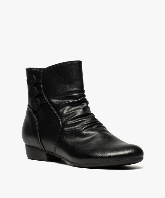 Bottines femme unies à talon plat et dessus drapé vue2 - G'FLEX - GEMO