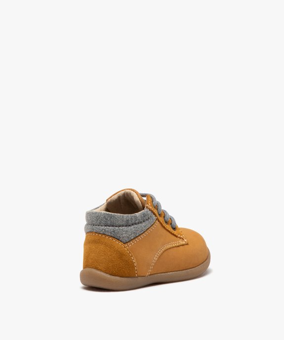 Chaussures premiers pas bébé garçon unies en cuir à col denim vue4 - GEMO(BEBE DEBT) - GEMO
