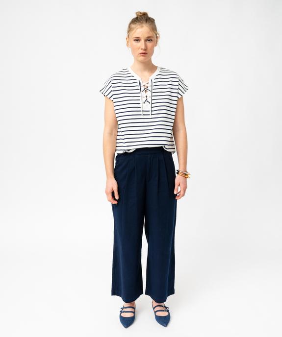 Pantacourt large en twill de coton souple femme - LuluCastagnette vue5 - LULUCASTAGNETTE - GEMO