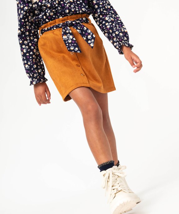 Jupe avec taille élastique et ceinture fleurie fille - LuluCastagnette vue1 - LULUCASTAGNETTE - GEMO