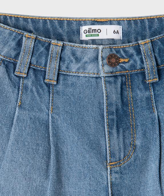 Short en jean à pinces avec taille ajustable fille vue2 - GEMO 4G FILLE - GEMO