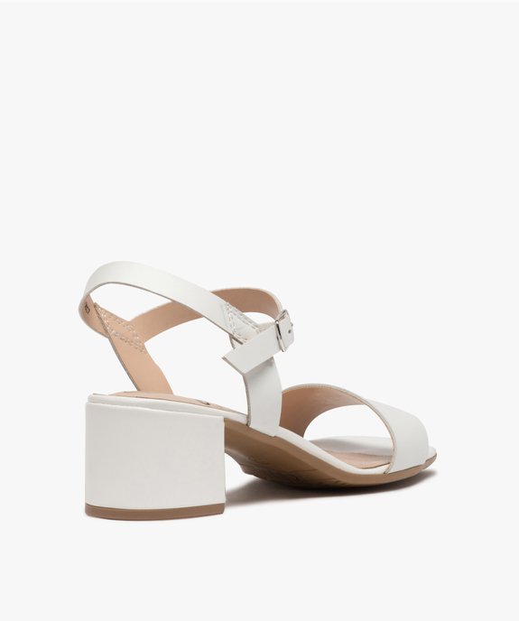 Sandales femme à talon carré dessus brides en cuir uni vue4 - GEMO(URBAIN) - GEMO