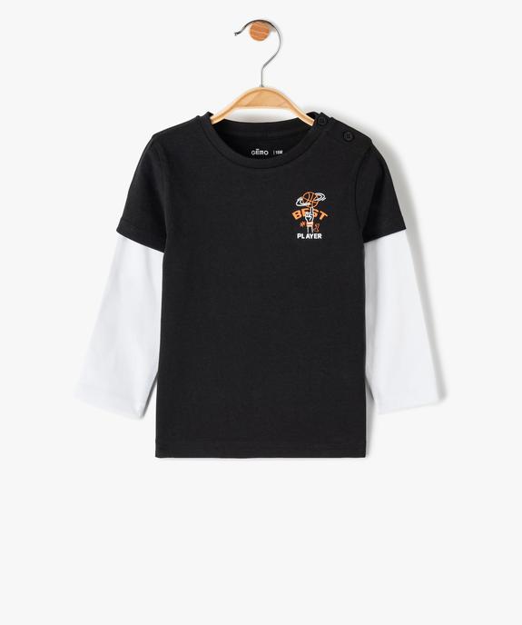 Tee-shirt bébé garçon à manches longues effet 2 en 1 vue1 - GEMO(BEBE DEBT) - GEMO