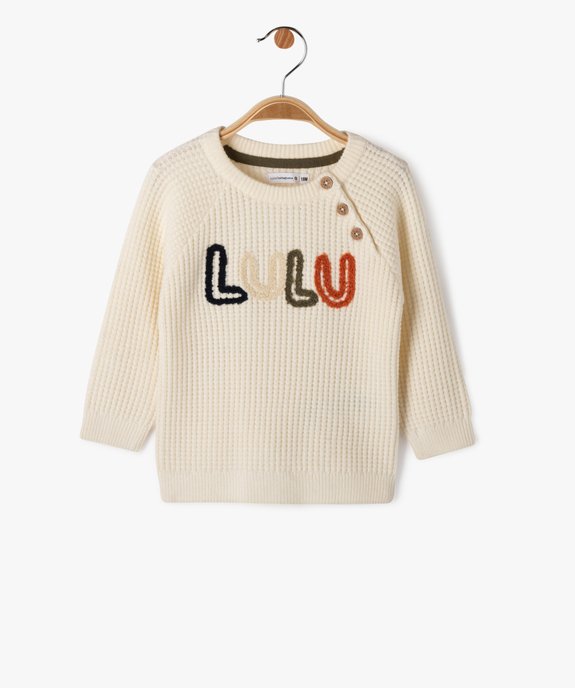 Pull grosse maille douillette et col rond bébé garçon - LuluCastagnette vue1 - LULUCASTAGNETTE - GEMO