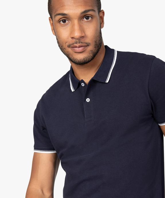 Polo homme à manches courtes à liseré contrastant vue2 - GEMO 4G HOMME - GEMO