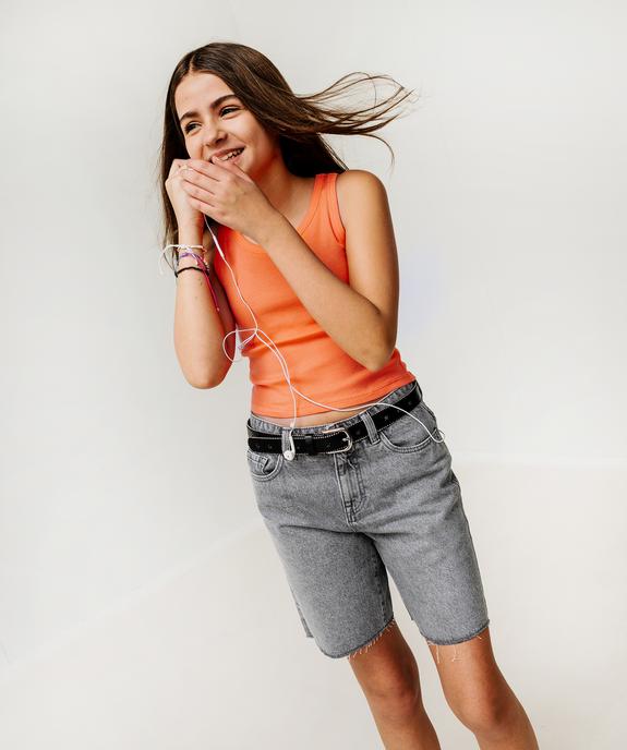 Short en jean droit et long à finition bord-franc fille vue1 - GEMO (JUNIOR) - GEMO