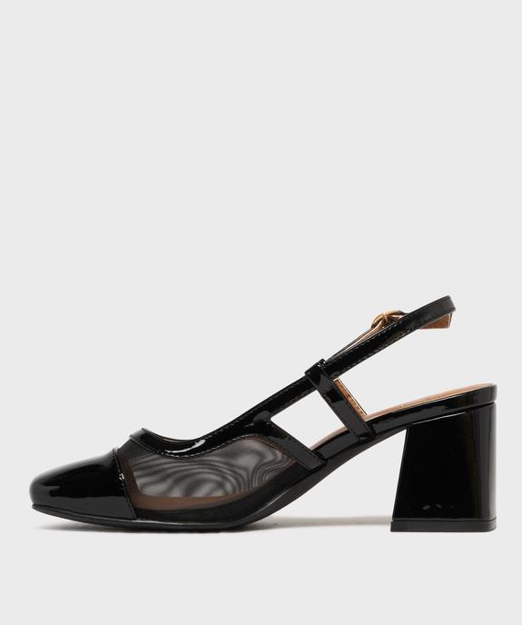 Escarpins slingback vernis à talon large et bout carré femme - Follow Me vue3 - FOLLOW ME - GEMO