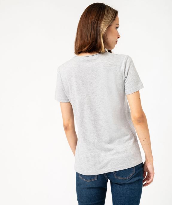 Tee-shirt à manches courtes avec col V roulotté femme vue3 - GEMO(FEMME PAP) - GEMO