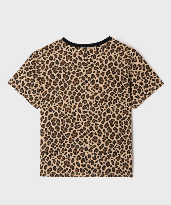 Tee-shirt manches courtes à motif léopard fille vue3 - GEMO 4G FILLE - GEMO