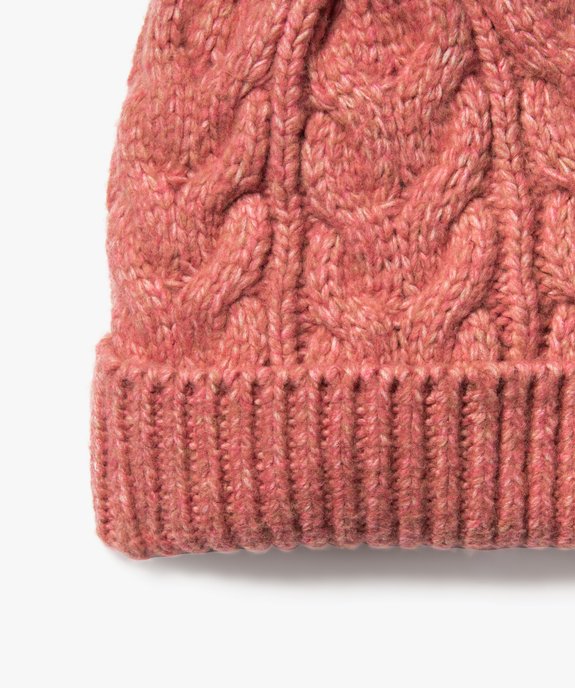 Bonnet en maille torsadée femme vue2 - GEMO 4G FEMME - GEMO