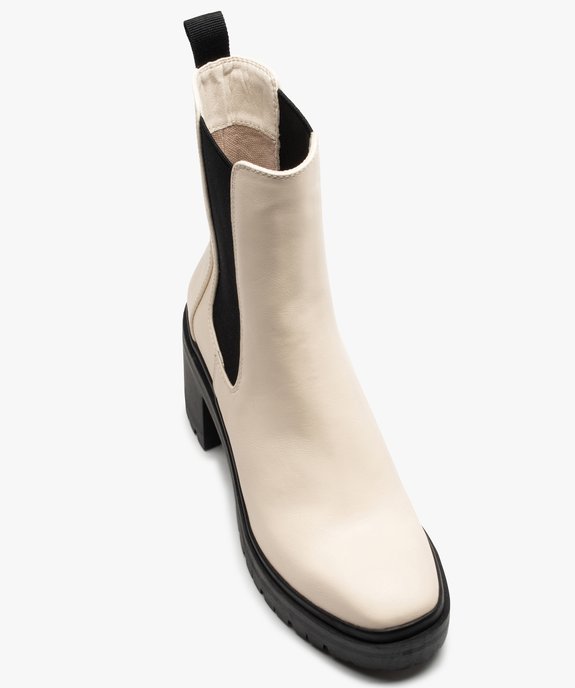 Boots femme à talon large style Chelsea bicolores vue6 - GEMO(URBAIN) - GEMO