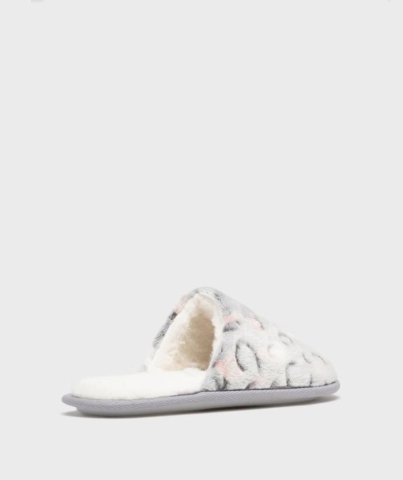 Chaussons mules en velours imprimé femme vue4 - GEMO 4G FEMME - GEMO