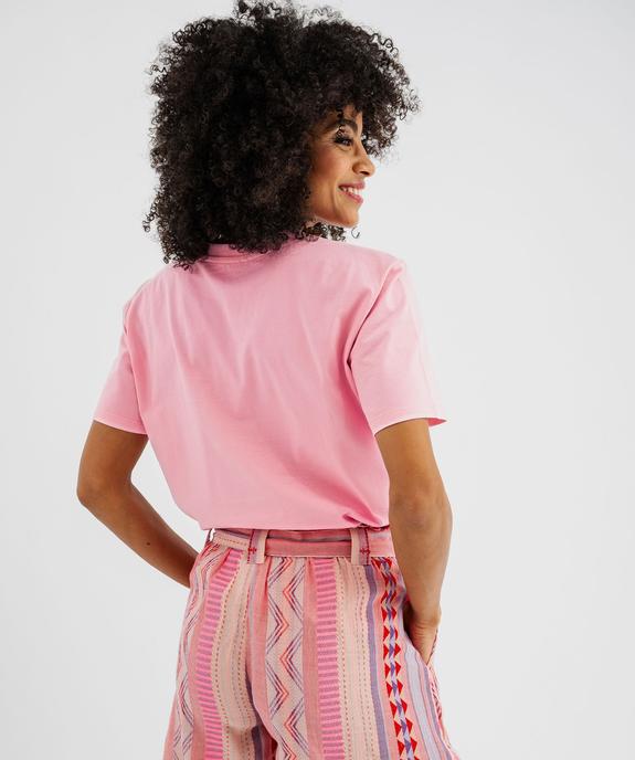 Tee-shirt manches courtes avec broderie Love femme vue3 - GEMO(FEMME PAP) - GEMO