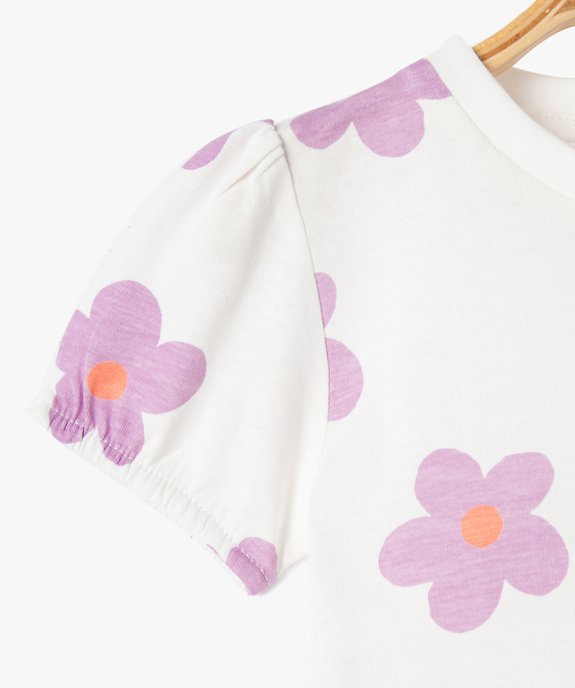 Tee-shirt bébé fille fleuri à manches courtes ballon vue2 - GEMO(BEBE DEBT) - GEMO