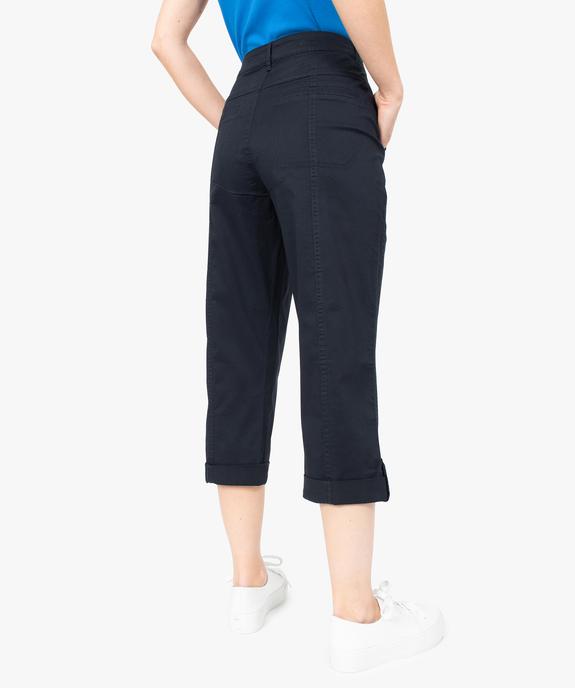 Pantacourt femme en coton twill à revers et patte boutonnée vue3 - GEMO(FEMME PAP) - GEMO