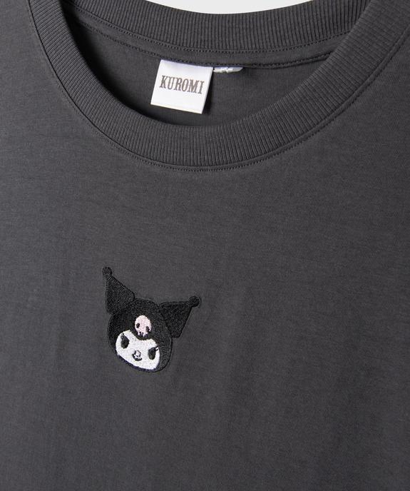 Tee-shirt manches courtes en jersey de coton imprimé devant et dos fille - Kuromi vue2 - KUROMI - GEMO