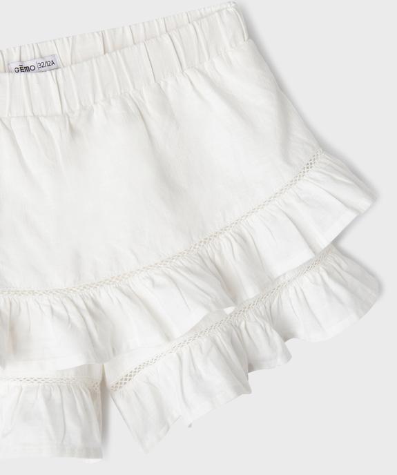 Short à volants en coton avec taille élastique fille vue2 - GEMO (JUNIOR) - GEMO