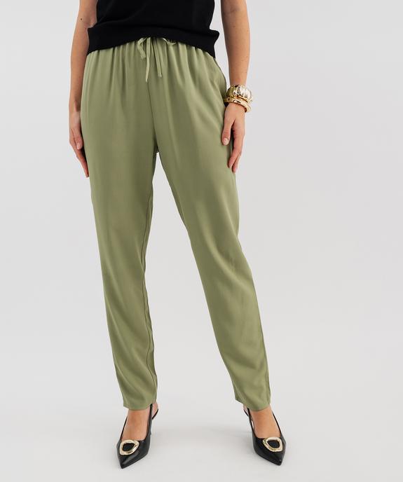 Pantalon à taille élastiquée en viscose fluide imprimée femme vue1 - GEMO 4G FEMME - GEMO