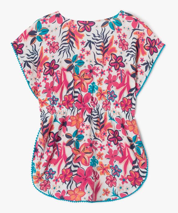 Robe de plage forme poncho à motifs fleuris fille vue3 - GEMO 4G FILLE - GEMO