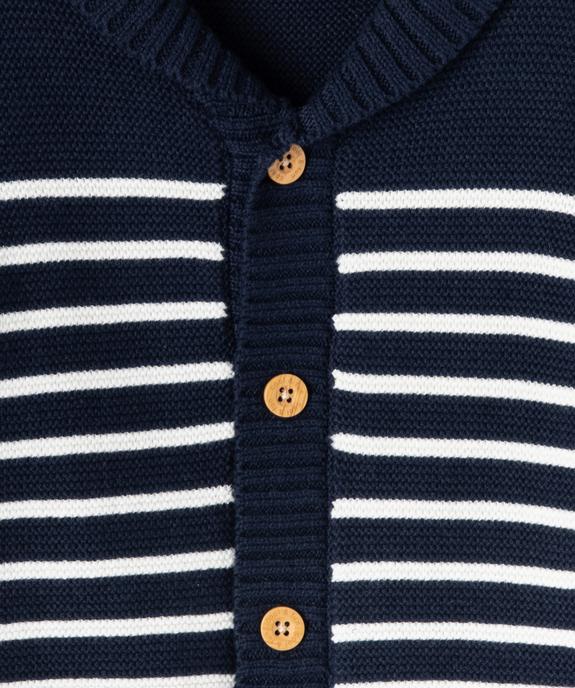 Gilet rayé en coton avec large col bébé garçon vue2 - GEMO(BEBE DEBT) - GEMO