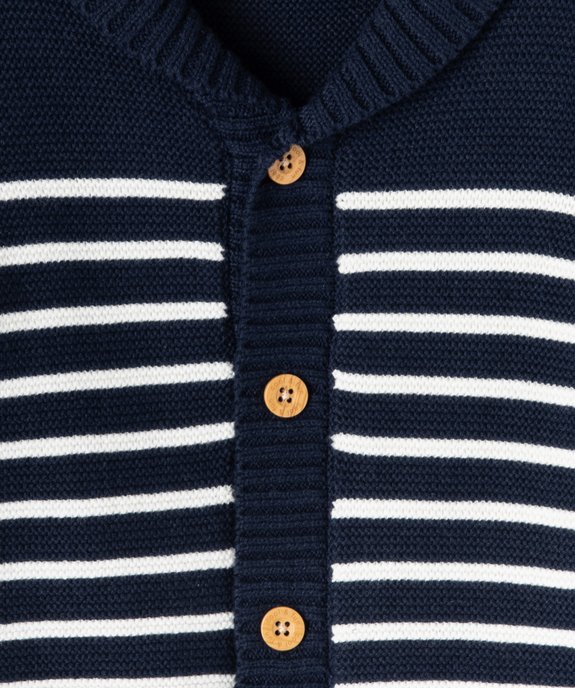 Gilet rayé en coton avec large col bébé garçon vue2 - GEMO(BEBE DEBT) - GEMO