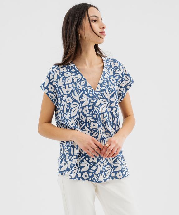 Blouse manches courtes à col V femme vue1 - GEMO 4G FEMME - GEMO