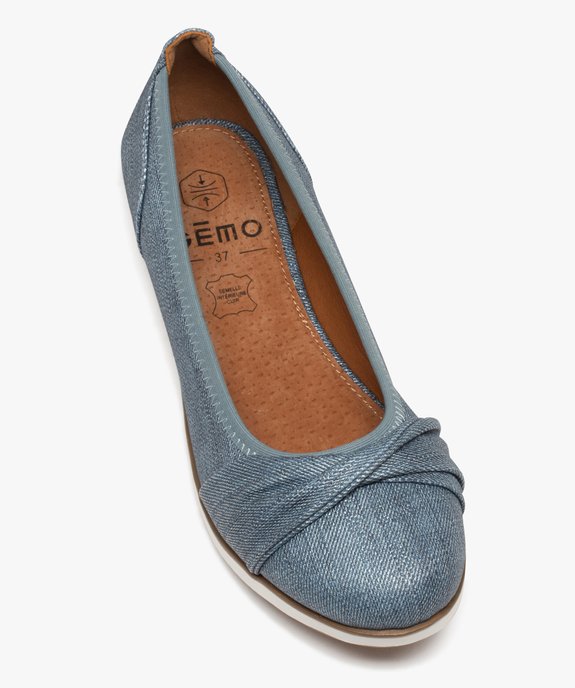 Ballerines femme confort unies effet drapé en denim  vue5 - GEMO (CONFORT) - GEMO