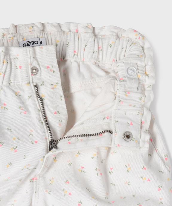 Short en toile de coton imprimée avec taille paperbag fille vue6 - GEMO (ENFANT) - GEMO