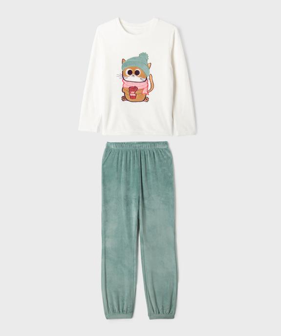 Pyjama en velours bicolore à motif chat fille vue2 - GEMO (ENFANT) - GEMO