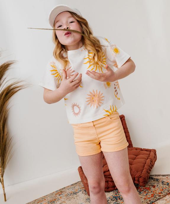 Short en coton stretch avec revers fille vue4 - GEMO (JUNIOR) - GEMO