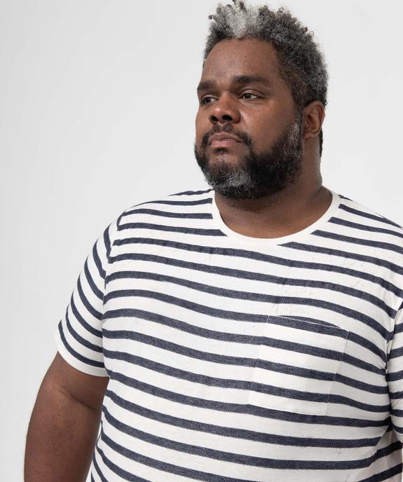 Tee-shirt homme grande taille rayé à manches courtes vue2 - GEMO (G TAILLE) - GEMO