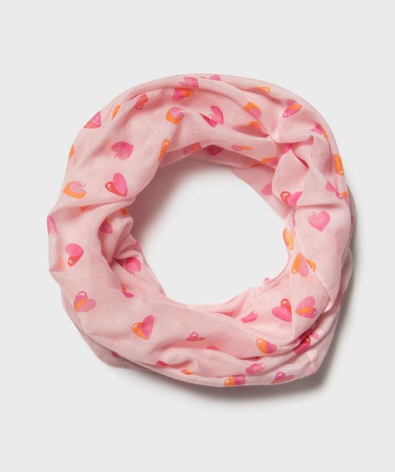 Foulard tour de cou à motifs coeurs fille vue1 - GEMO 4G FILLE - GEMO