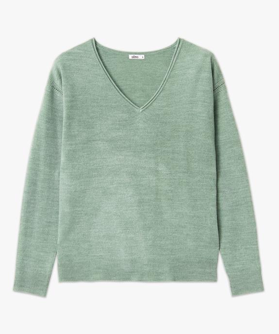 Pull femme en maille fine avec large col V vue4 - GEMO(FEMME PAP) - GEMO