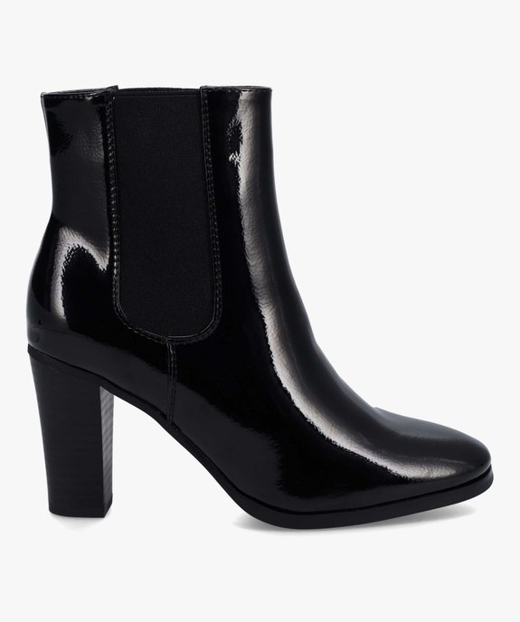 Boots femme style Chelsea à talon haut dessus verni vue1 - GEMO(URBAIN) - GEMO
