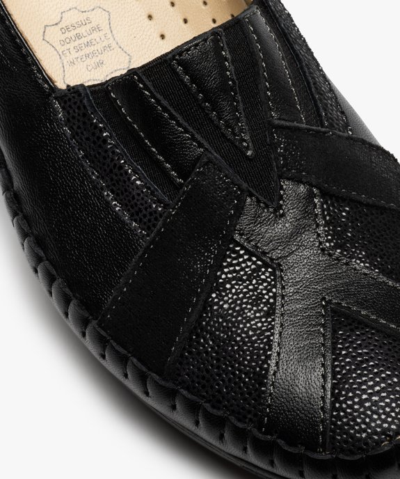 Mocassins femme confort à talon compensé dessus cuir vue6 - GEMO (CONFORT) - GEMO