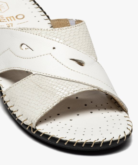 Mules femme confort en cuir à petit talon compensé vue6 - GEMO (CONFORT) - GEMO