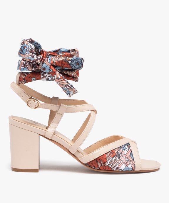 Sandales femme à talon carré et bride foulard vue2 - GEMO(URBAIN) - GEMO