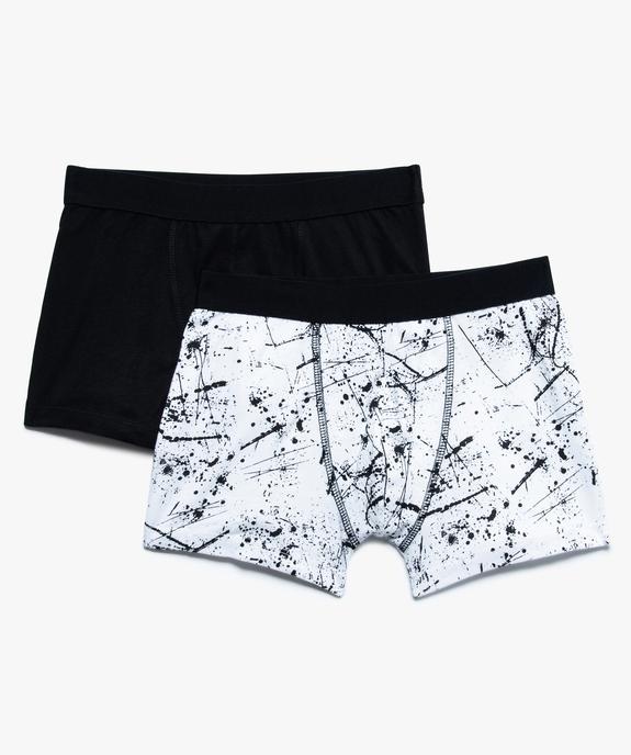 Boxer garçon coton stretch motif taches d'encre (lot de 2)  vue1 - GEMO (JUNIOR) - GEMO