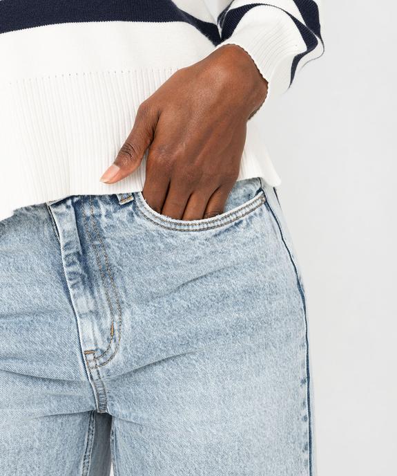 Jean wide leg taille haute délavé femme vue2 - GEMO 4G FEMME - GEMO