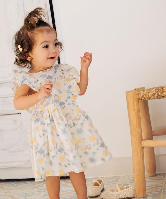 Robe courte à volants en coton fleuri bébé fille  vue2 - GEMO(BEBE DEBT) - GEMO