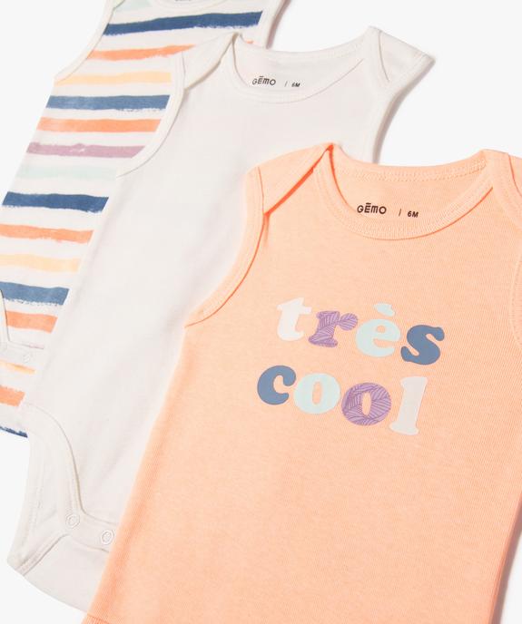 Bodies sans manches assortis bébé garçon (lot de 3) vue2 - GEMO 4G BEBE - GEMO