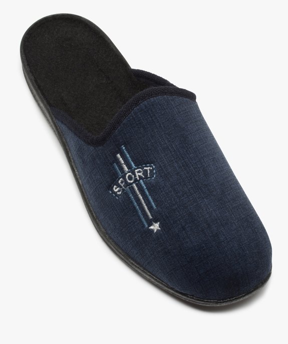 Chaussons homme mules confort en velours ras brodé vue5 - GEMO(HOMWR HOM) - GEMO